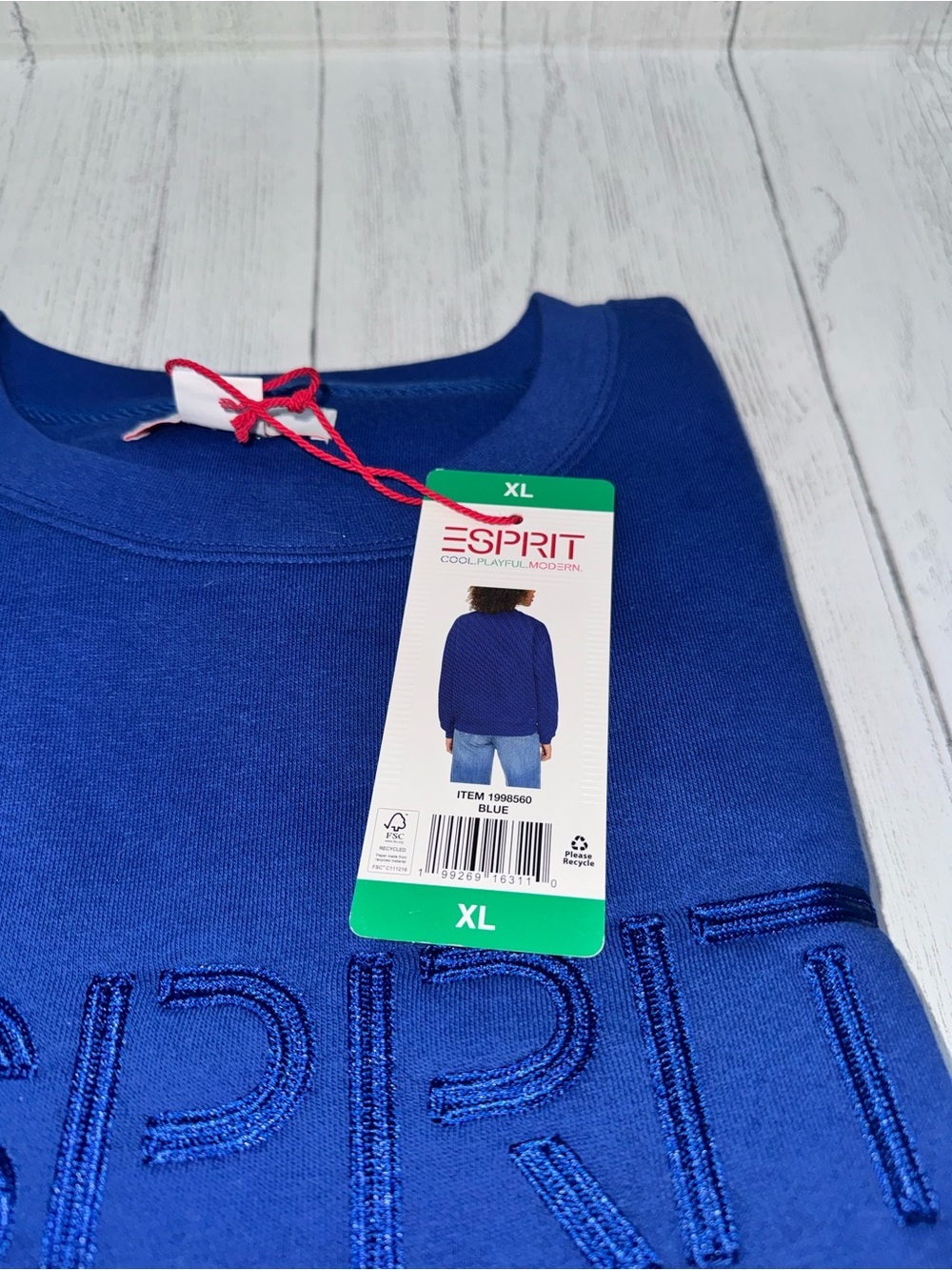 Esprit Cobalt Blue Crewneck Sweatshirt with Embroidered Logo - Picture 5 of 5